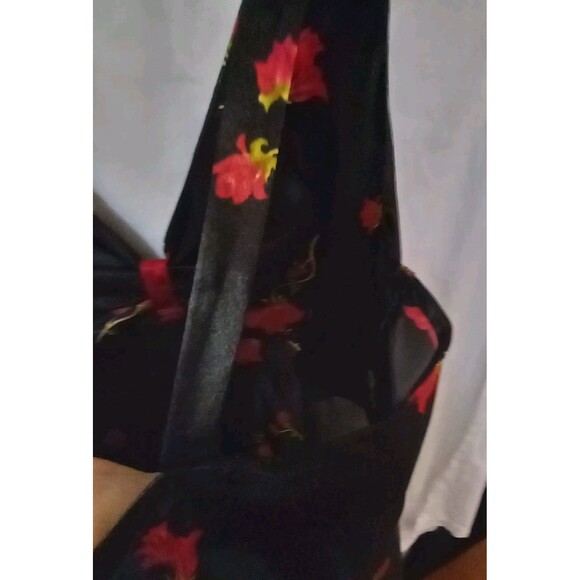 Vtg Small Romantic Black Gown Dress Midi Sassy Liquid Satin Roses  Elegant EUC - Picture 5 of 6